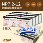 YUASA NP7.2-12  湯淺 閥調密閉式鉛酸電池 UPS 不斷電系統 兒童電動車 POS機 (一箱8顆)