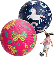 U&C Planet 2 Packs Playground Balls for Kids, 8.5 inch Cartoon Rubber Ball with Pump Dodgeball Kickball Outdoor Indoor Ball Game for Toddler Boys Girls