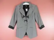 CJ0444- NWT WHITE HOUSE BLACK MARKET Woman Ruffle Collar Jacket Gray Sz XS