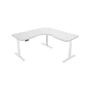 FORTIA 173W x 173W x 75D 3-Motor 120kg Load Adjustable Electric Sit to Stand Up Corner Desk - White/White Frame