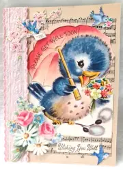 Quality Handcrafted Vintage Embellished Get Well Soon Greeting Card OOAK! 5x7