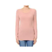 Aplaze Round Neck Long Sleeve Basic Top Mauve 62800