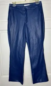 Anthropologie Avec Les Filles Blue Faux Leather Light Flare Pants Size Small