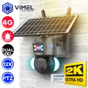 4G Solar Security Camera 2 Cams 128GB 12X Zoom Alarm LIVE VIEW UHD 2K