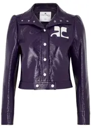 Courrèges Logo Cropped Vinyl Jacket - Purple - 42 (UK 14 / L) 42 (UK 14 / L)