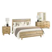 Bedroom Suite 4 pcs Solid Wood Light Brown Colour in King Size