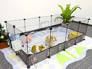 Guinea Pig Cages 8Sq Ft Expandable C&C Cage Habitats for 2 Small Animal House Pet Playpen Metal Grids Indoor Rabbit Fence Hedgehog with PVC Liner, 48x24x16'', 12 Panel, by CHEGRON, Grey-Rope (TSL-02)