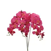 3Pcs 41" 9 Heads Artificial Orchid Stems Faux Phalaenopsis, Magenta