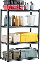 VEVOR 4-Tier Garage Storage Shelving, 2400 lbs, 4 Shelves, 20" D x 40" W x 57" H, Adjustable Metal Shelves, Ideal for Kitchen, Warehouse, Basement, Black