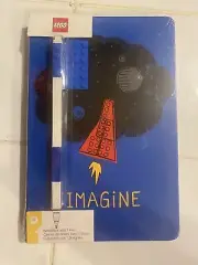 Lego Imagine Notebook With Brick Gel Pen, Blue, 96 Sheets, 8x5”