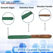 PTFE-Coated 4" Blade Wooden Handle Lab Spatula Stainless Steel-Total Length 8"