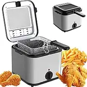 2.5L Deep Fryer, 1000W Electric Deep Fat Fryer with Frying Basket, 190° Adjustable Temperature, Safety Protection Easy Clean, Stainless Steel Chip Fryer for Fries Donuts