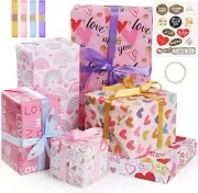 6 Sheets Gift Wrapping Paper Set 70 * 50Cm Recycled Wrapping Paper for Lovers Co