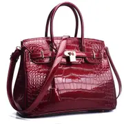 Women Pu Leather Handbag Fashionable Crocodile Pattern Shoulder Bag Classical Tote Crossbody Bag