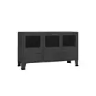 Industrial Sideboard Black 105 X 35 X 62 Cm Metal And Glass