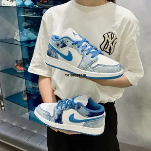 NIKE AIR JORDAN 1 丹寧 水洗 牛仔 藍白 AJ1 大童鞋 DM8947-100