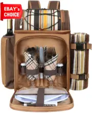 Picnic Basket Backpack for 2 with Cooler Wine Holder Blanket