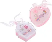 CIYODO Girls Ring Set Pieces Adjustable Ring Toys for Little Girls Decorative Jewelry Storage Box