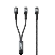 USP Braided 2-in-1 USB-C to Lighting (27W) + USB-C (100W) Super Fast Charging Cable (1.2M) Black - High Speed Charging 6976552042499