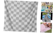Boho Throw Blanket Bedroom Living Room Accessories L（50"x69"） L Checkered Gray