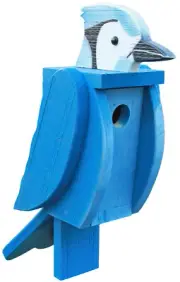 The Woodpecker Family Amish Handcrafted Birdhouse - BLUE JAY