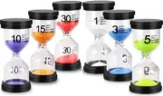 Sand Timer 6 Colors Hourglass 1/3/5/10/15/30 Minutes Sandglass Timer (Pack of 6)