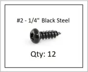GeetarGizmos Guitar TRUSS COVER SCREWS - Qty 12 - BLACK STEEL - Luthier Tool