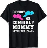 [X.Style] Cowboy or Cowgirl? Mommy Loves You, Pearl Baby ds111 T-Shirt (S) Black