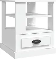 'vidaXL Modern Rectangular Side Table - Sophisticated Design- Engineered Wood - White, Compact Size 50x50x60 cm