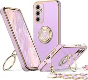 [XYZ] for Galaxy A14 5G Case with Stand, Samsung A14 5G Case with Double Ring, Women Girls Bling Luxury Protective Phone Case Heart for Samsung Galaxy A14 5G, Purple