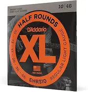 D'Addario Guitar Strings - XL Half Rounds Electric Guitar Strings - Semi-Flat Wound - Bright Tone, Smooth Feel, Reduced Finger Noise - EHR310 - Regular Light, 10-46