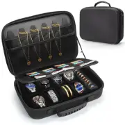 Travel Jewelry Box Watch Case, 8 Slots Watch Display Organizer with Soft Pill...