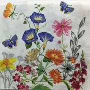 TWO Individual Paper Cocktail Decoupage Napkins - 1477 Garden of Butterflies