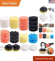 Professional 31-Piece 3 Inch Buffing Pads for Cars - Sponge & Wool Pads Included