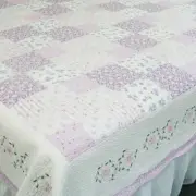 COZY COTTAGE CHIC PURPLE LILAC LAVENDER WHITE BLUE GREEN LEAF SHABBY QUILT SET