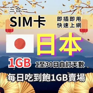 1-30自訂天數 吃到飽日本上網 1GB 日本旅遊上網卡 日本旅遊上網卡 日本SIM卡 日本上網