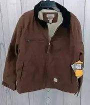 Eddie Bauer Coat Mens Small Brown Sherpa Jacket Workwear Chore Barn Utility AF11