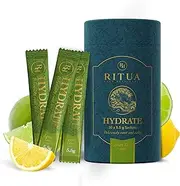 RITUA Zero Sugar HYDRATE Electrolyte Powder, Ideal Pre-workout and Post-workout Powder, Zero Carbs Energy Drink, 1000mg Sodium Per Serve, Natural Flavours and Sweeteners, 30 Sachets, Flavour - Lemon Lime