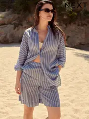 Blue/White 100% Cotton Beach Shorts (B73260) | $45