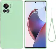 Case for Motorola Edge 30 Ultra, Liquid Silicone Protective Phone Case for Motorola Edge 30 Ultra with Silicone Lanyard, Slim Thin Soft Shockproof Cover for Motorola Edge 30 Ultra Silicone Case Green