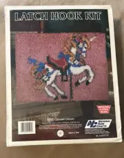 Vintage NEW Carousel Unicorn Latch Hook Kit National Yarn Crafts R886 20" x 27"