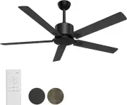 Ceiling Fan with Remote Control, Ceiling Fans 52" Outdoor/Indoor with 6 Speeds R