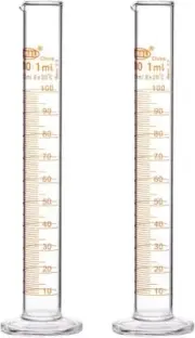 Stonylab 2-Pack 100 ml Borosilicate Glass Graduated Cylinder Measuring Cylinder