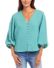 Karen Kane Layered Cuff Shirred Blouse
