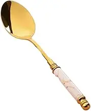 Spoon High End Exquisite Spoon Household Western Food Ceramics Stainless Steel High Beauty Spoon Table Spoon(White)