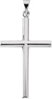 [JewelryWeb] 14ct White Gold Religious Faith Cross Pendant Necklace 31.5x2mm