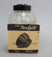 NOS WWII Preferred US Navy Contract Fountain Pen Glass Non Spill Ink Well Pot