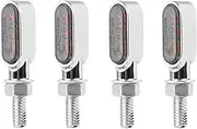 LED Indicator Blinkers Amber Lamp Accessories Motorcycle Turn Signal Light 12V 8mm MI&NI LED Indicators Blinker 3LED For Ho&nd&a For Cafe Racer(4 Pcs-Silver Shell)