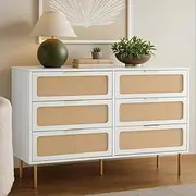 [Artiss] Chest of Drawers, 6 Drawer Lowboy Storage Cabinet, Dresser Organizer for Clothes Toys, Bedside Table for Bedroom, Living Room, Hallway, Office White