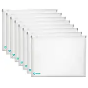 8PK Marbig Pro Antimicrobial PP A4 File Document Wallet Holder w/ Zip Lock Clear